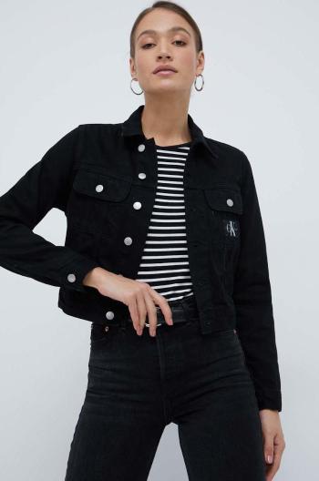 Džínová bunda Calvin Klein Jeans dámská, černá barva, přechodná