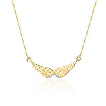 NUBIS® Diamantový náhrdelník andělská křídla, žluté zlato a brilianty - C-009-YG