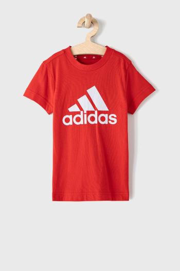 Dětské tričko adidas GN3993 červená barva, s potiskem