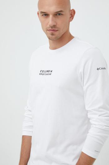 Tričko s dlouhým rukávem Columbia bílá barva, s potiskem