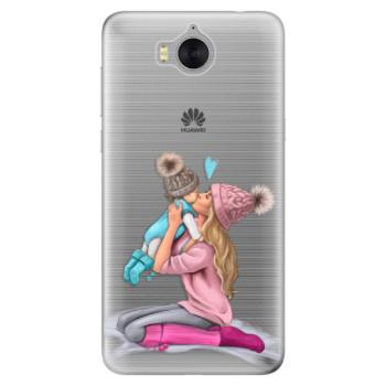 Odolné silikonové pouzdro iSaprio - Kissing Mom - Blond and Boy - Huawei Y5 2017 / Y6 2017