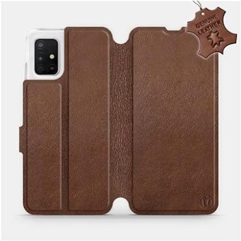 Flip pouzdro na mobil Samsung Galaxy A51 - Hnědé - kožené -  Brown Leather (5903516122639)