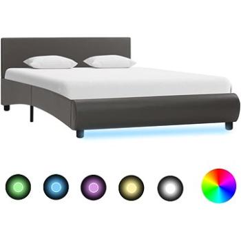 Rám postele s LED světlem šedý umělá kůže 140x200 cm (285495)