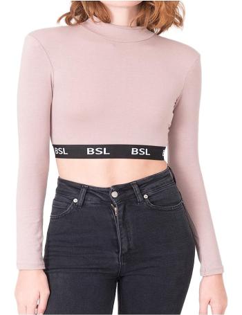 Hnědý dámský crop top s dlouhými rukávy vel. XS