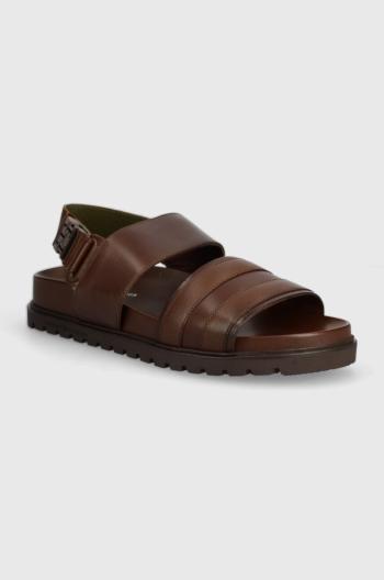 Kožené sandály Tommy Hilfiger ELEVATED TH BUCKLE LTH SANDAL pánské, hnědá barva, FM0FM05007