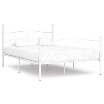 Rám postele s laťkovým roštem bílý kov 120x200 cm (284449)