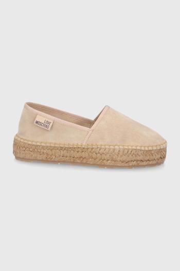 Semišové espadrilky Love Moschino průhledná barva, na platformě