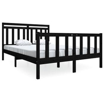 Rám postele černý masivní dřevo 140 × 190 cm, 3100703 (3100703)