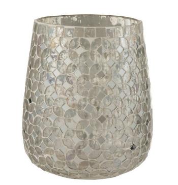 Stříbrný skleněný svícen Mosaic M - Ø15*17,5 cm 2055