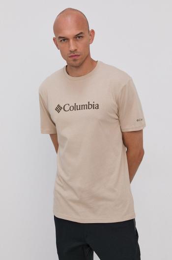 Tričko Columbia béžová barva, s potiskem