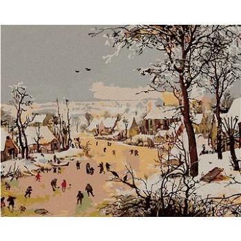 Diamondi - Diamantové malování - ZIMNÍ KRAJINA S PASTÍ NA PTÁKY (PIETER BRUEGEL), 40x50 cm, bez rámu (605480A)