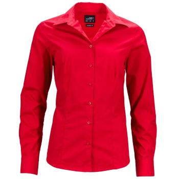 James & Nicholson Dámská košile s dlouhým rukávem JN641 - Červená | XL