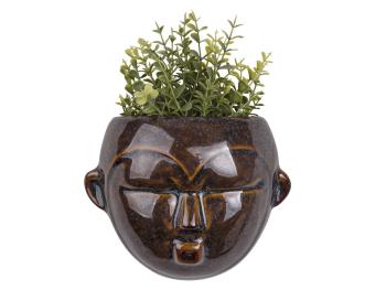 Nástěnný podstavec na květináč Mask – tmavě hnědá