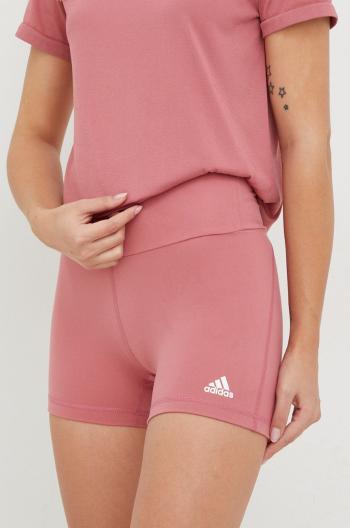 Šortky na jógu adidas Performance Yoga Essentials růžová barva, high waist