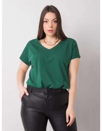 Dámské tričko plus size  s výstřihem do V CASSIE tmavě zelené
