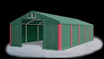 Garážový stan 8x8x4m střecha PVC 560g/m2 boky PVC 500g/m2 konstrukce ZIMA Zelená Zelená Červené