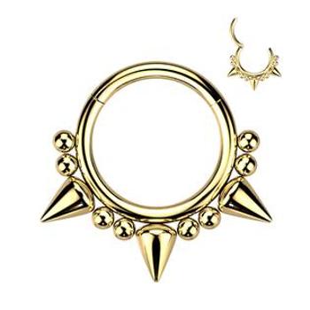 Šperky4U Zlacený piercing kruh segment s hroty - K01066GD-1208