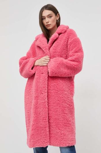 Kabát Guess dámský, růžová barva, přechodný, oversize