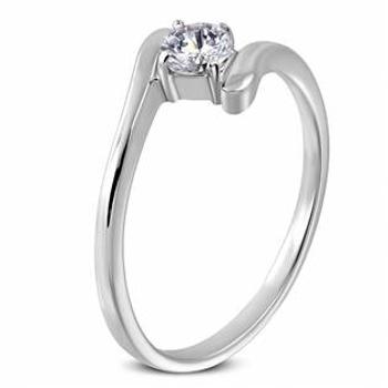 Šperky4U Ocelový prsten se zirkonem - velikost 50 - OPR1613-50