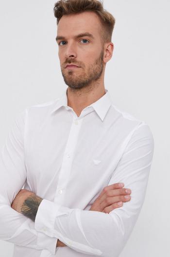 Košile Emporio Armani pánská, bílá barva, regular, s klasickým límcem