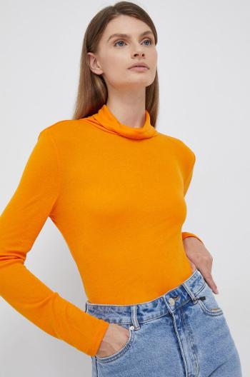 Tričko s dlouhým rukávem Vero Moda oranžová barva, s golfem