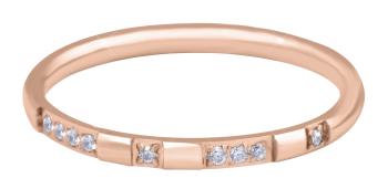 Troli Pozlacený minimalistický prsten z oceli se zirkony Rose Gold 54 mm