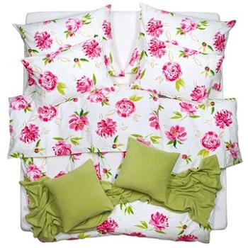 SCANquilt povlečení FINO DESIGN flowers bíločervená (27215)