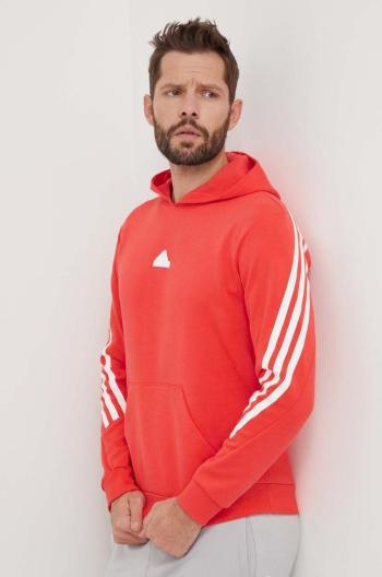 Mikina adidas pánská, červená barva, s kapucí, s potiskem, IR9229