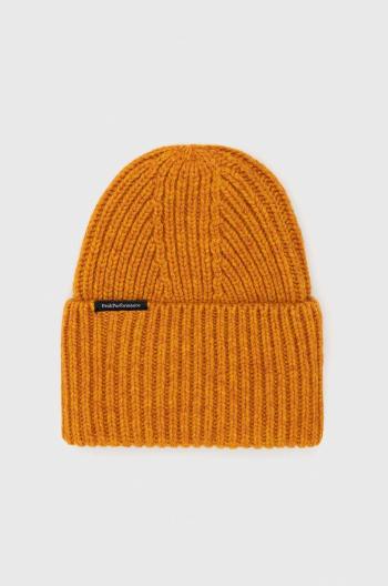 Vlněný klobouk Peak Performance oranžová barva, z husté pleteniny