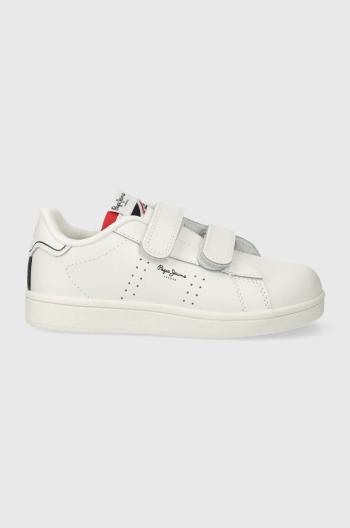 Dětské kožené sneakers boty Pepe Jeans PLAYER BASIC BK bílá barva