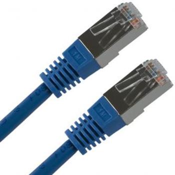 Síťový LAN kabel FTP patchcord, Cat.5e, RJ45 samec - RJ45 samec, 5 m, stíněný, modrý, čistá měď, economy, DOPRODEJ