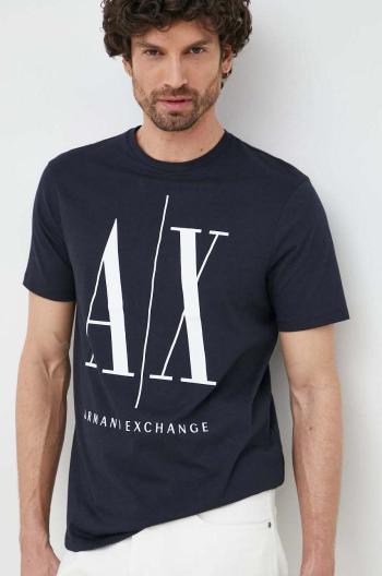 Bavlněné tričko Armani Exchange Tmavomodrá barva, s potiskem