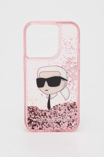 Obal na telefon Karl Lagerfeld iPhone 14 Pro 6,1" růžová barva