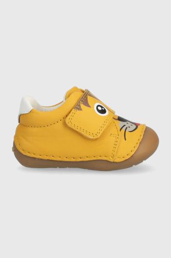 Dětské kožené sneakers boty Geox žlutá barva