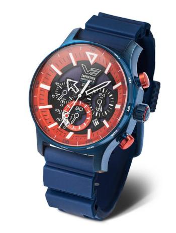 Vostok Europe Expedition North Pole Solar Power Chronograph VR42-595D734 - Modrý silikonový řemínek