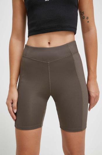 Šortky na jógu Reebok zelená barva, high waist