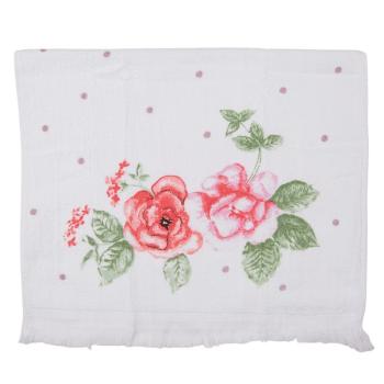 Bílý kuchyňský froté ručník s růžemi - 40*66 cm CT025