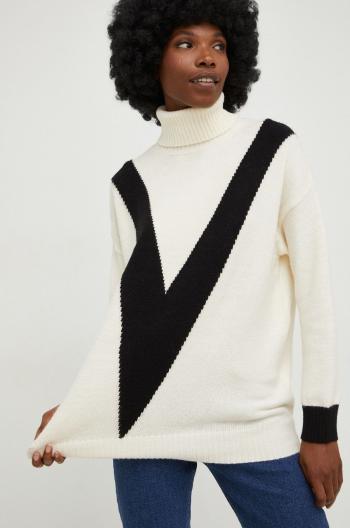 Vlněný svetr Answear Lab dámský, béžová barva, s golfem