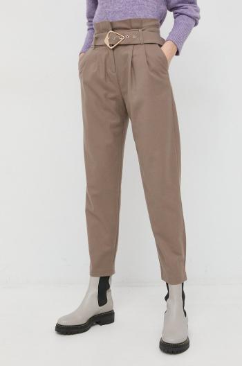 Kalhoty Morgan dámské, hnědá barva, jednoduché, high waist
