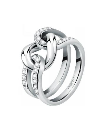 Morellato Dvojitý ocelový prsten s krystaly Unica SATS06 52 mm