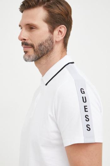Polo tričko Guess bílá barva, s aplikací