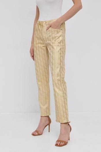 Kalhoty Pinko dámské, zlatá barva, jednoduché, high waist