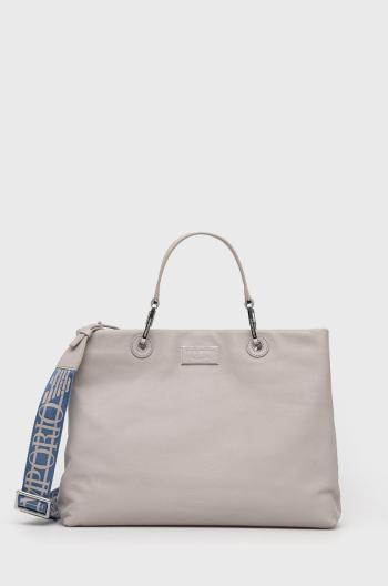 Kožená kabelka Emporio Armani šedá barva