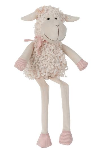 Béžová dekorační textilní ovečka Deco - 15*12*28 cm 2366