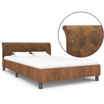 Rám postele hnědý umělá broušená kůže 140x200 cm (284891)