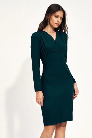 Tmavě zelené midi šaty S211