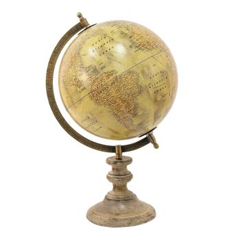Béžový dekorativní glóbus na dřevěném podstavci Globe - 22*22*37 cm 64931