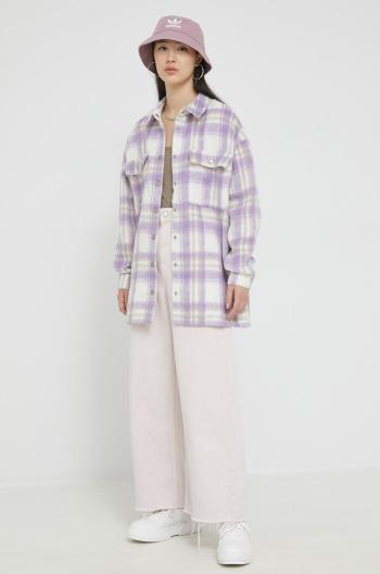 Košile Noisy May dámská, fialová barva, relaxed, s klasickým límcem