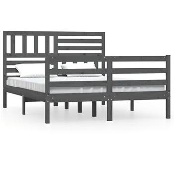 Rám postele šedý masivní dřevo 140 × 190 cm, 3101070 (3101070)