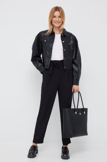 Kalhoty Sisley dámské, černá barva, jednoduché, high waist